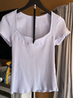 Free People Ribbed Lavender Scoop Neck Women's Top Size Large